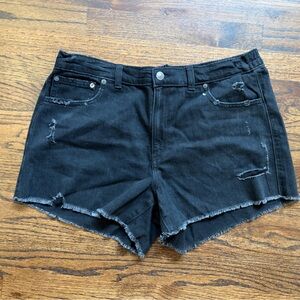 NWOT Aerie Black Distressed Denim Shorts Size L
